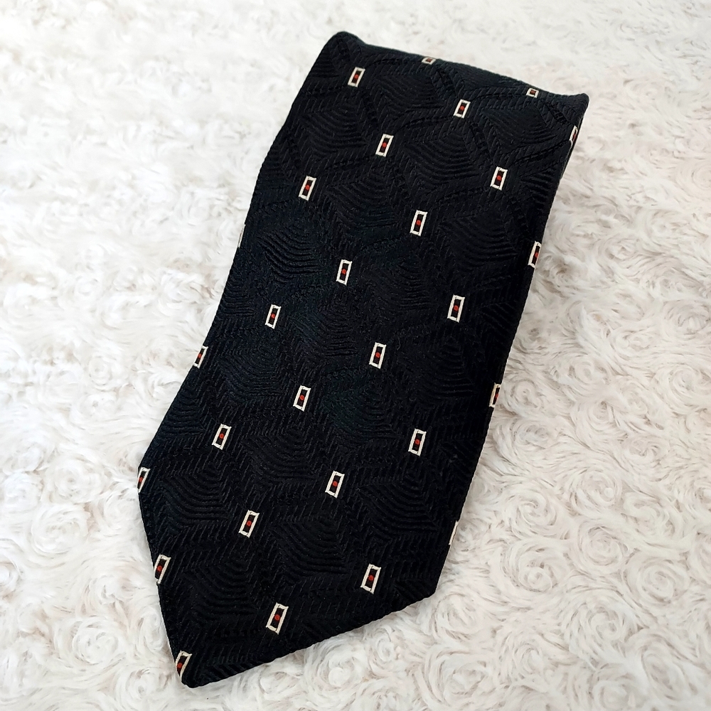 Tino Cosma Black Luxe Italian 100% silk tie Formal Office Church Hand Crafted